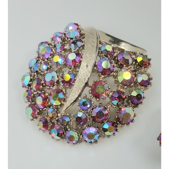 Vintage Art Mode-Art Arthur Pepper Aurora Borealis Brooch & Clip On Earrings Set - Picture 4 of 11